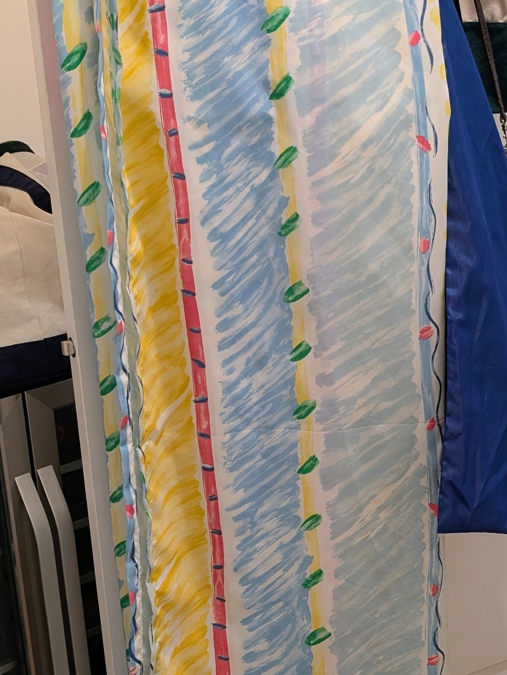 Shower Curtain, Colorful Striped  - Blue, Green, Yellow & Pink